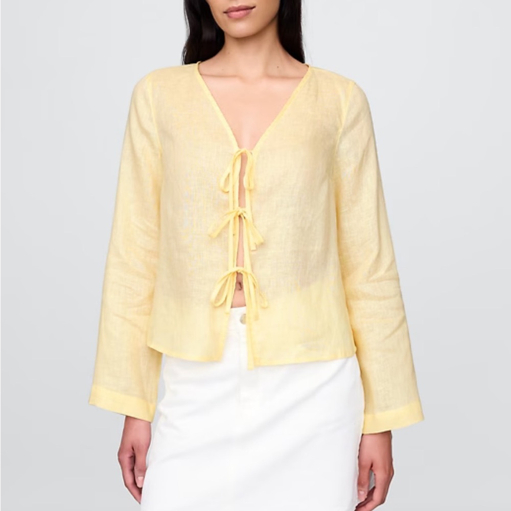 Yellow Tie-Front Blouse